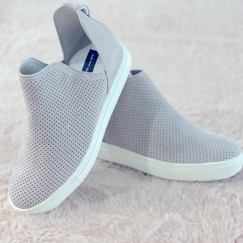 Gray Perforated Slip-On Sneakers